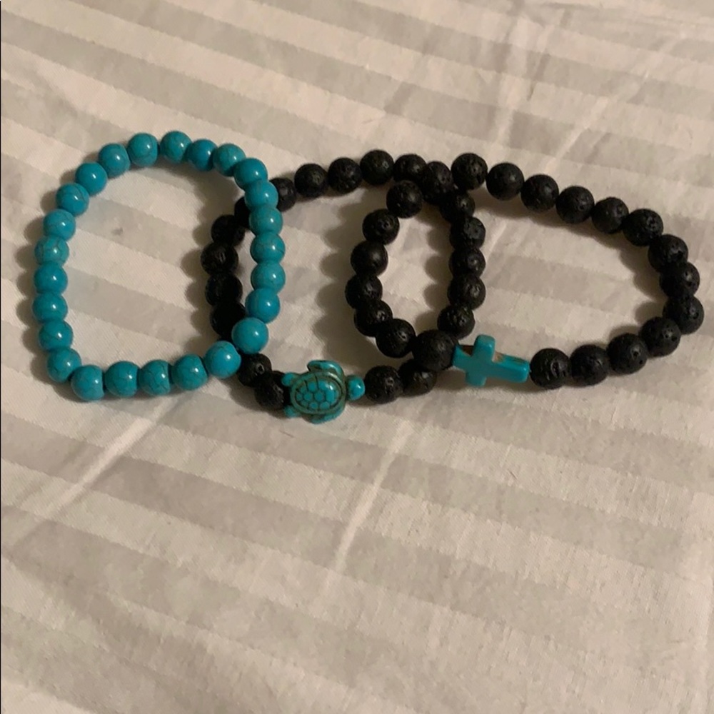 Lava and marble bead bracelets